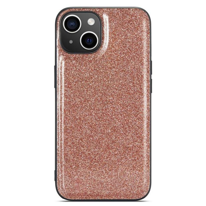 DG.MING - DG.MING iPhone 15 Plus Skal Glitter Yta PU Läder Guld