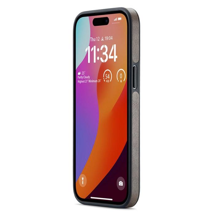 DG.MING - DG.MING iPhone 15 Plus Skal Logo View Bakskal PU Läder Kaffe