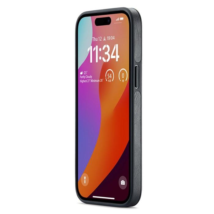 DG.MING - DG.MING iPhone 15 Plus Skal Logo View Bakskal PU Läder Svart