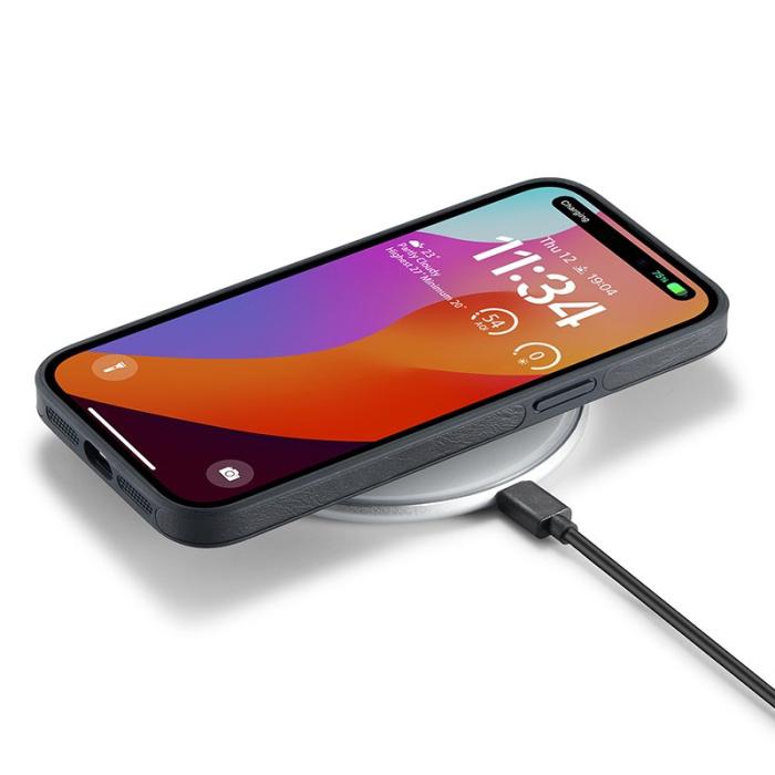 DG.MING - DG.MING iPhone 15 Plus Skal Logo View Bakskal PU Läder Svart