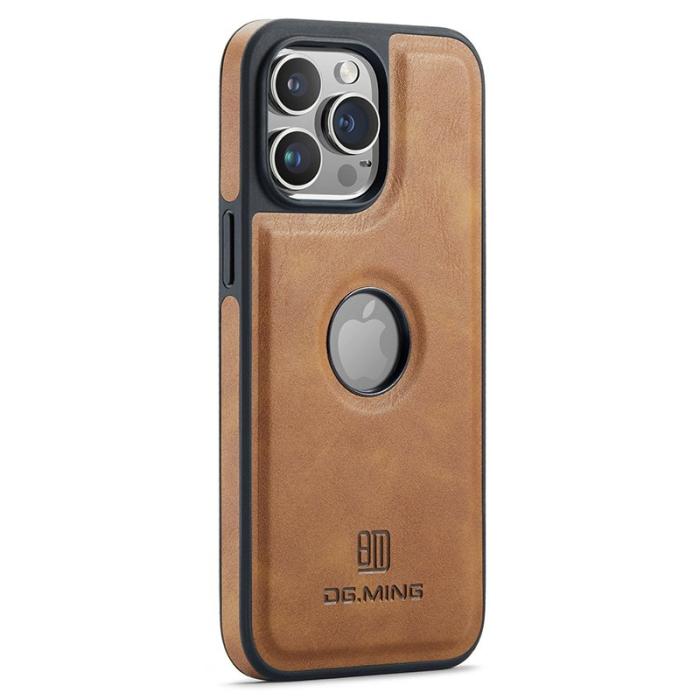 DG.MING - DG.MING iPhone 15 Plus Skal Logo View Brown PU Läder+PC+TPU
