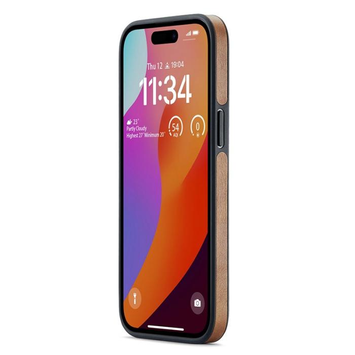 DG.MING - DG.MING iPhone 15 Plus Skal Logo View Brown PU Läder+PC+TPU
