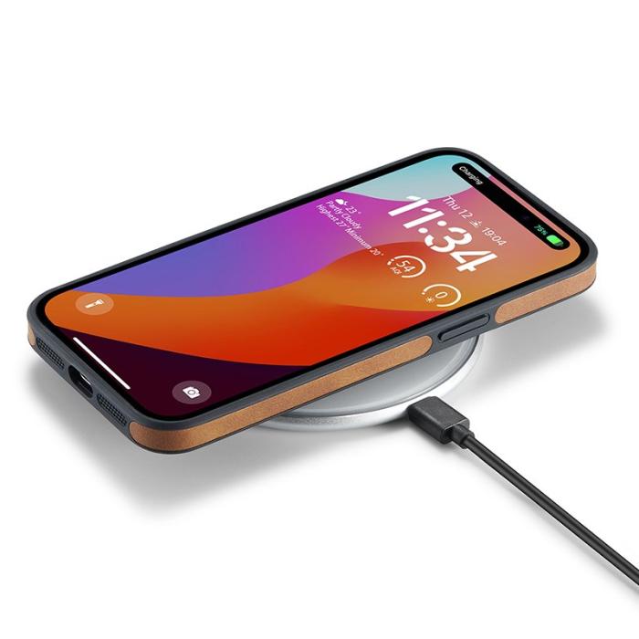 DG.MING - DG.MING iPhone 15 Plus Skal Logo View Brown PU Läder+PC+TPU