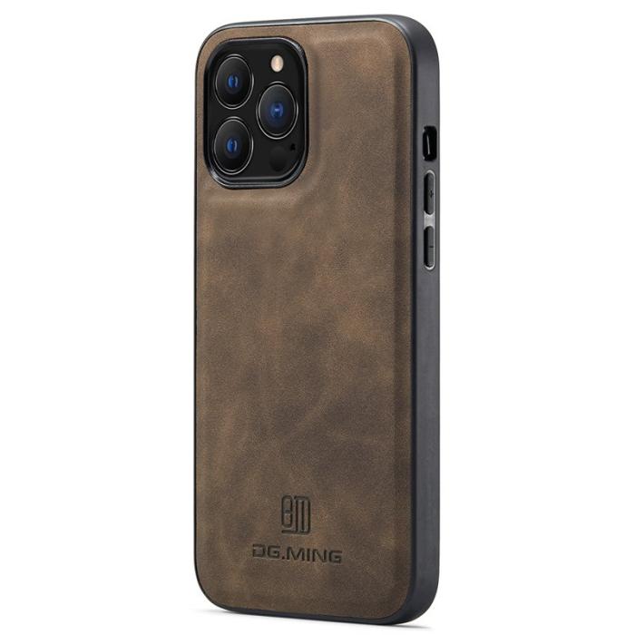 DG.MING - DG.MING iPhone 15 Pro Skal Drop Protection PU Läder - Kaffe