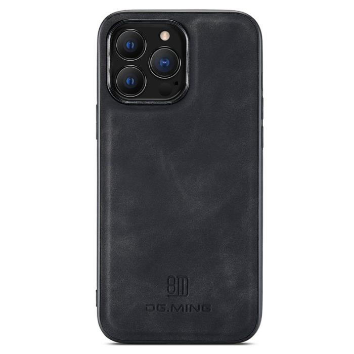 DG.MING - DG.MING iPhone 15 Pro Skal Drop Protection PU Läder Svart