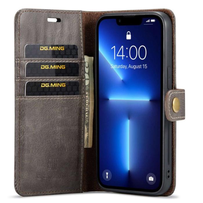 DG.MING - DG.MING iPhone 15 Pro Skal Shockproof Läder Grå