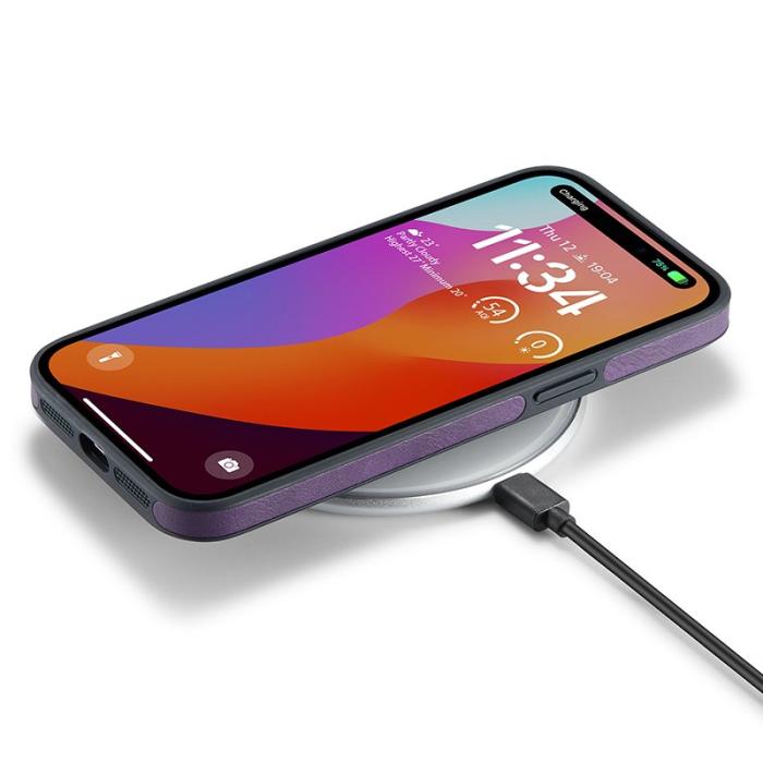 DG.MING - DG.MING iPhone 15 Skal Logo View Anti-Drop Lila