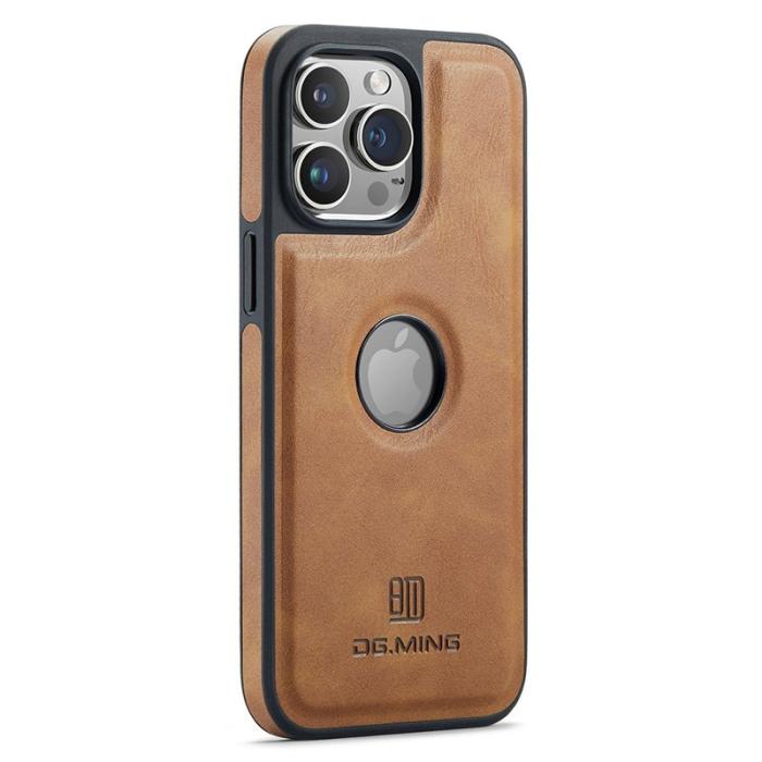 DG.MING - DG.MING iPhone 15 Skal Logo View Anti-Drop PU Läder - Brun