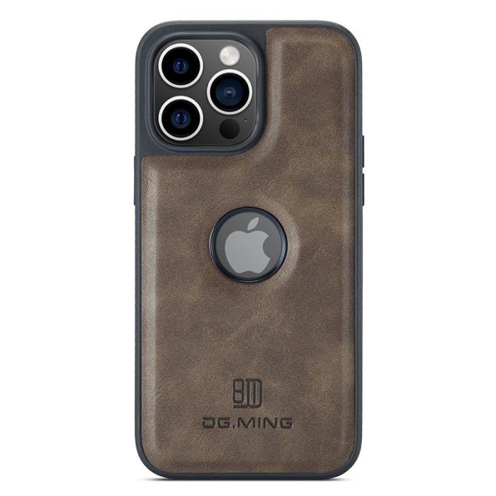 DG.MING - DG.MING iPhone 15 Skal Logo View Anti-Drop PU Läder - Kaffe