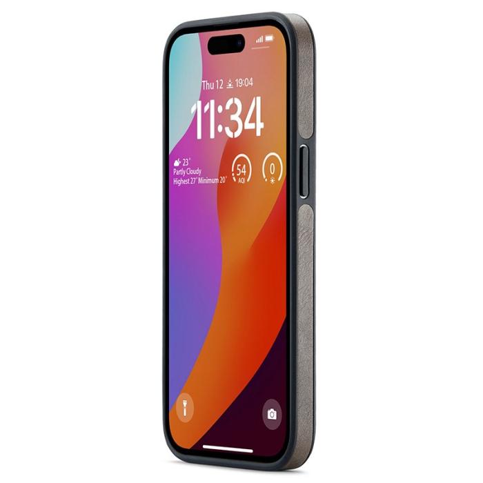 DG.MING - DG.MING iPhone 15 Skal Logo View Anti-Drop PU Läder - Kaffe