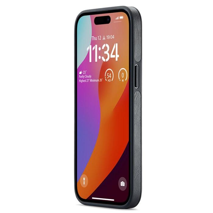 DG.MING - DG.MING iPhone 15 Skal Logo View Anti-Drop PU Läder - Svart