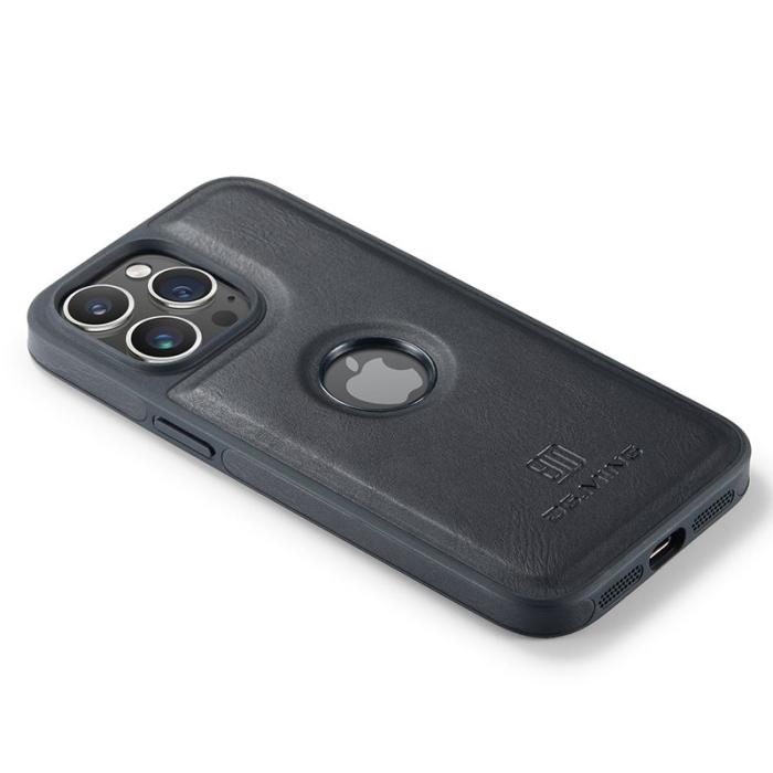 DG.MING - DG.MING iPhone 15 Skal Logo View Anti-Drop PU Läder - Svart