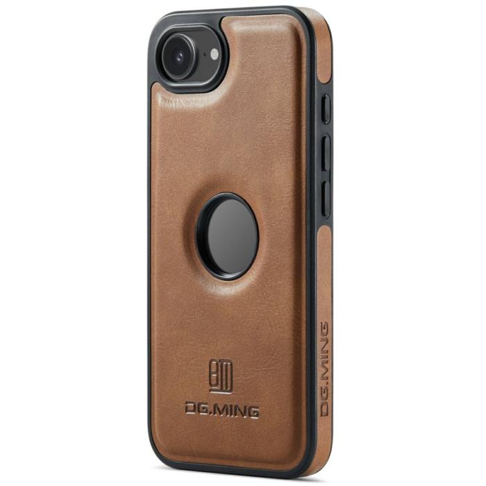 DG.MING - DG.MING iPhone 16e Fodral Anti-Drop Läder PC + TPU - Brun