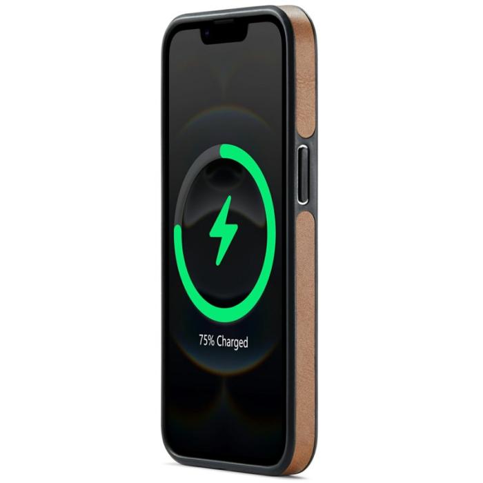 DG.MING - DG.MING iPhone 16e Fodral Anti-Drop Läder PC + TPU - Brun