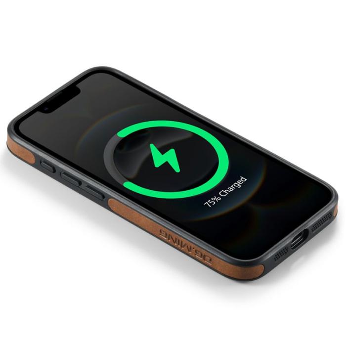 DG.MING - DG.MING iPhone 16e Fodral Anti-Drop Läder PC + TPU - Brun