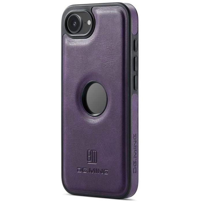 DG.MING - DG.MING iPhone 16e Fodral Anti-Drop Läder PC + TPU Lila