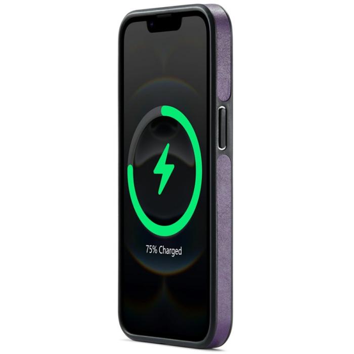 DG.MING - DG.MING iPhone 16e Fodral Anti-Drop Läder PC + TPU Lila