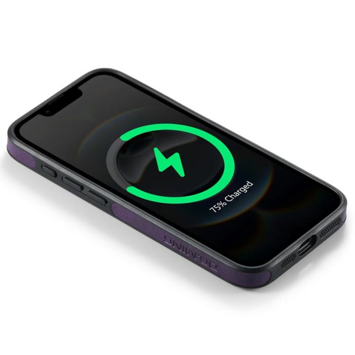 DG.MING - DG.MING iPhone 16e Fodral Anti-Drop Läder PC + TPU Lila