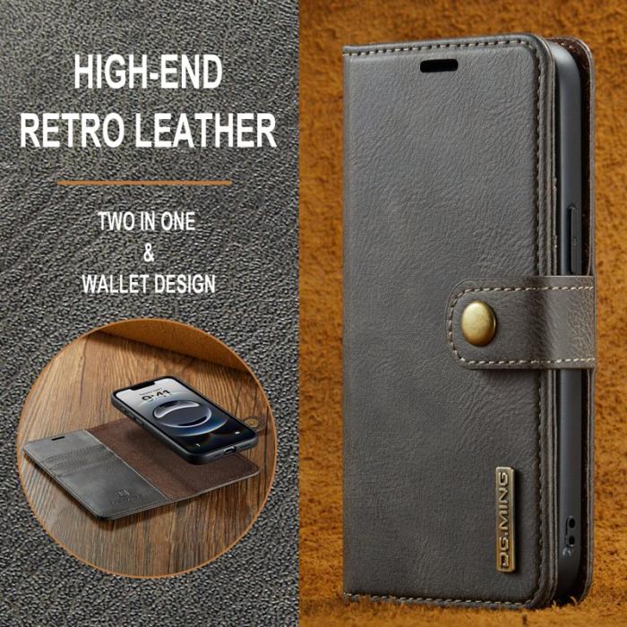 DG.MING - DG.MING iPhone 16e Fodral Avtagbart Läder - Grå