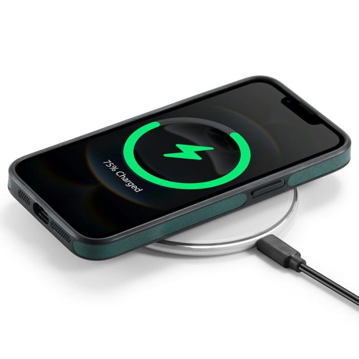 DG.MING - DG.MING iPhone 16e Skal Anti-Drop Läder Coated Grön