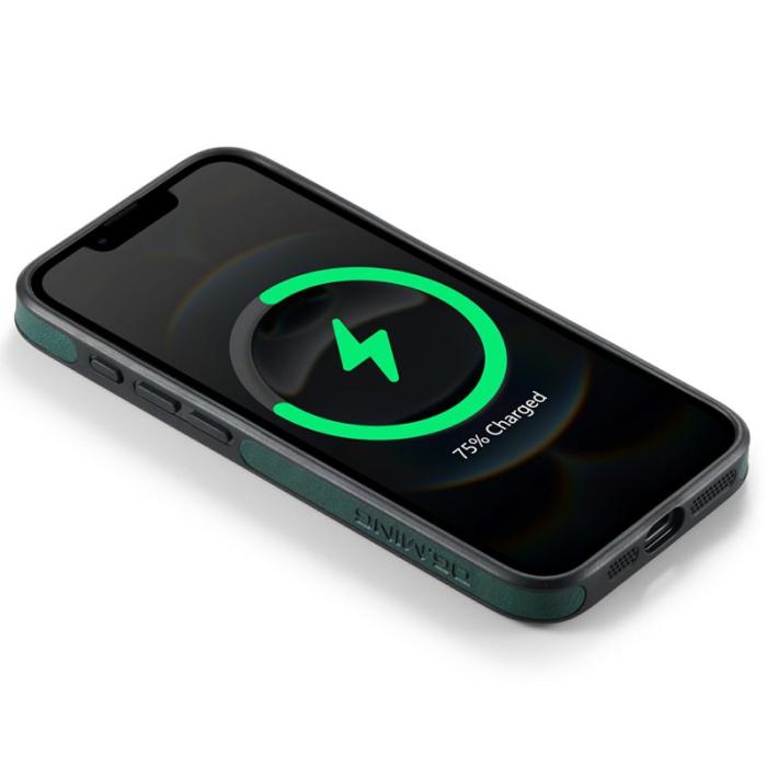 DG.MING - DG.MING iPhone 16e Skal Anti-Drop Läder Coated Grön