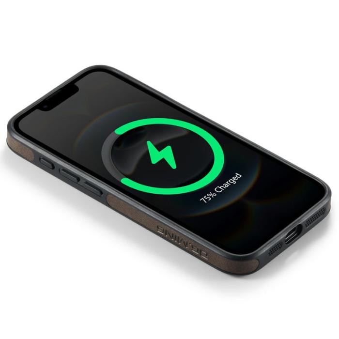 DG.MING - DG.MING iPhone 16e Skal Anti-Drop Läder Coated - Kaffe