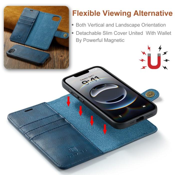 DG.MING - DG.MING iPhone 16e Skal Avtagbart Splitläder - Blå