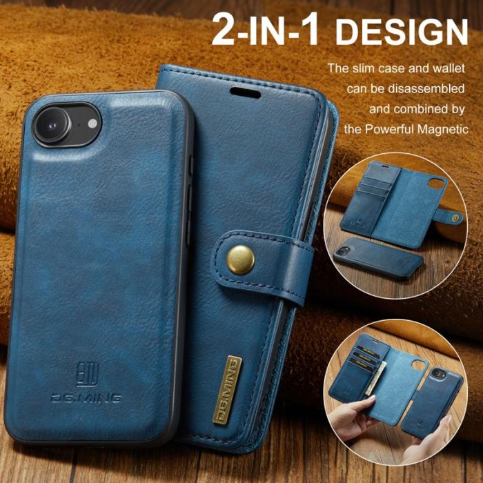 DG.MING - DG.MING iPhone 16e Skal Avtagbart Splitläder - Blå