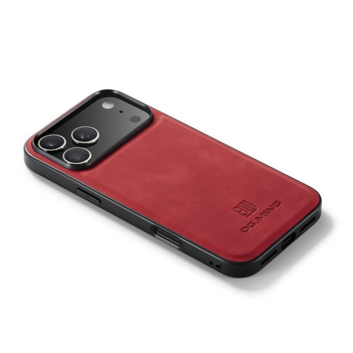 DG.MING - DG.MING iPhone 17 Pro Max Skal PU Läder Hybrid Röd