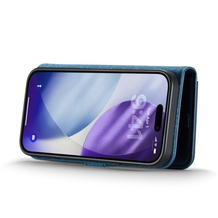 DG.MING - DG.MING iPhone 17 Pro Skal Avtagbart Läderfodral - Blå