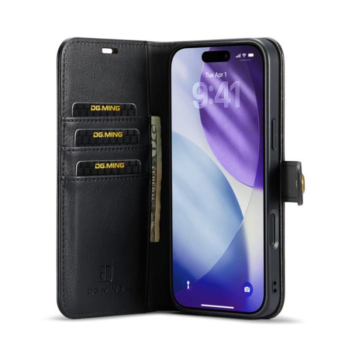DG.MING - DG.MING iPhone 17 Pro Skal Avtagbart Läderfodral - Svart