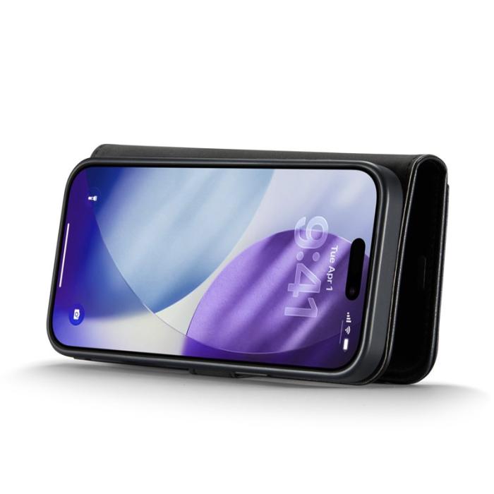 DG.MING - DG.MING iPhone 17 Pro Skal Avtagbart Läderfodral - Svart