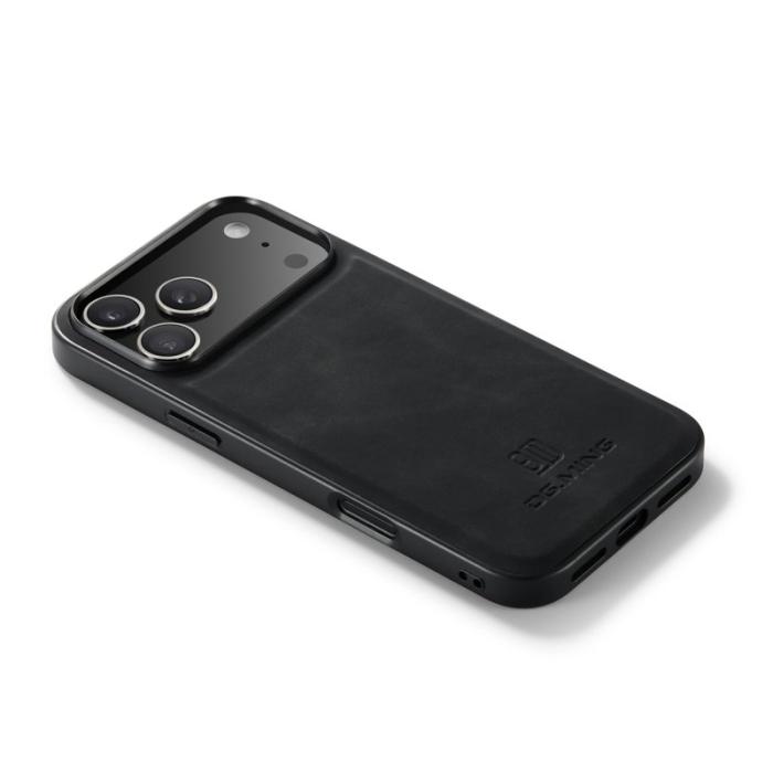 DG.MING - DG.MING iPhone 17 Pro Skal PU Läder Hybrid Svart