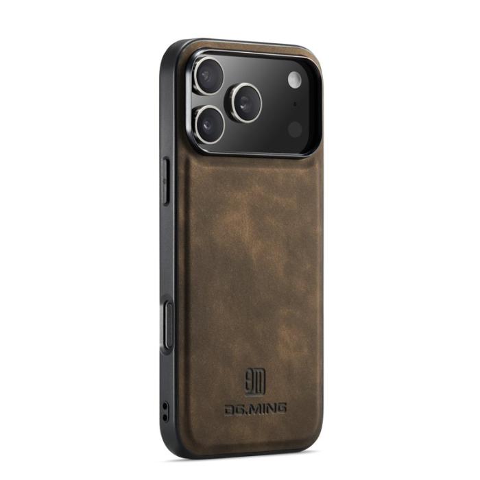 DG.MING - DG.MING iPhone 17 Pro Skal PU Läder PC + TPU Hybrid - Kaffe