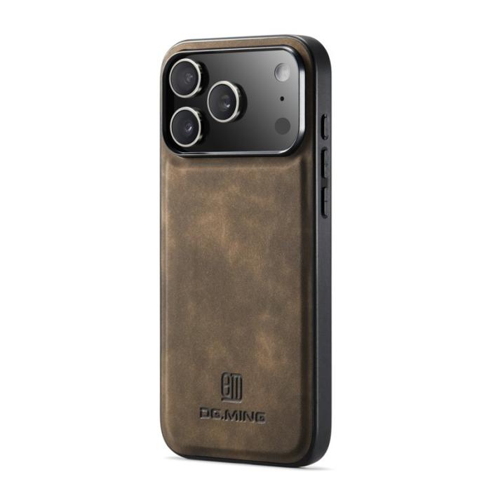 DG.MING - DG.MING iPhone 17 Pro Skal PU Läder PC + TPU Hybrid - Kaffe