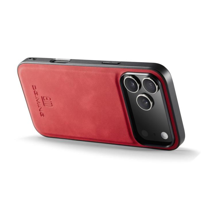 DG.MING - DG.MING iPhone 17 Pro Skal PU Läder + TPU Hybrid - Röd
