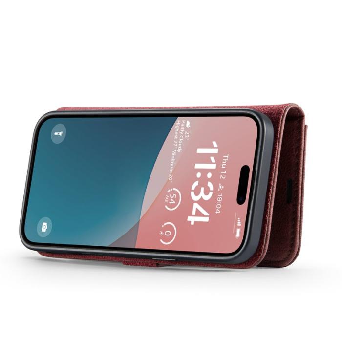 DG.MING - DG.MING iPhone 17 Skal Avtagbart Läderfodral - Röd