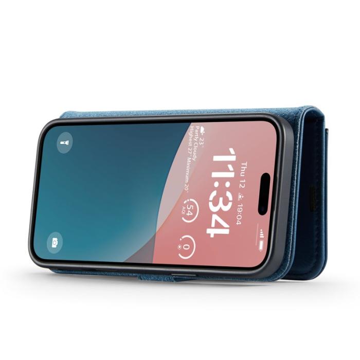 DG.MING - DG.MING iPhone 17 Skal Avtagbart Splitläder Telefonfodral - Blå