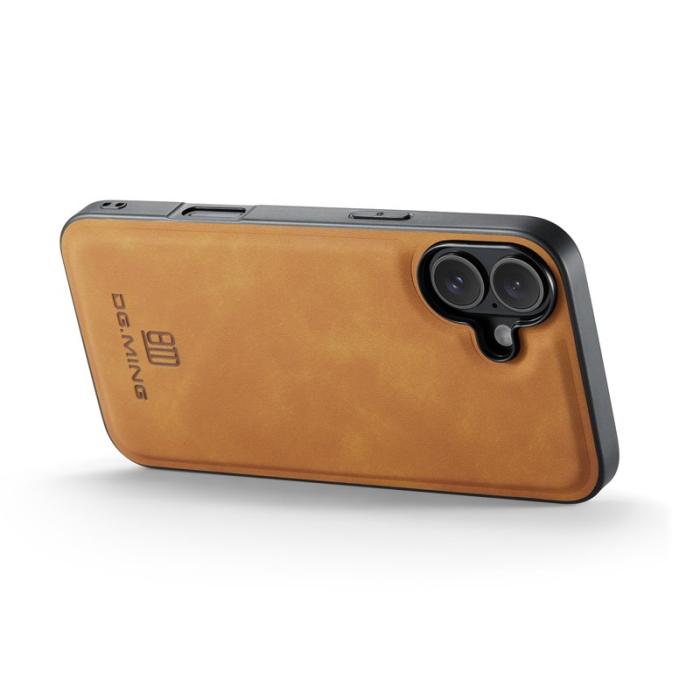 DG.MING - DG.MING iPhone 17 Skal PU Läder Hybrid Fodral - Brun