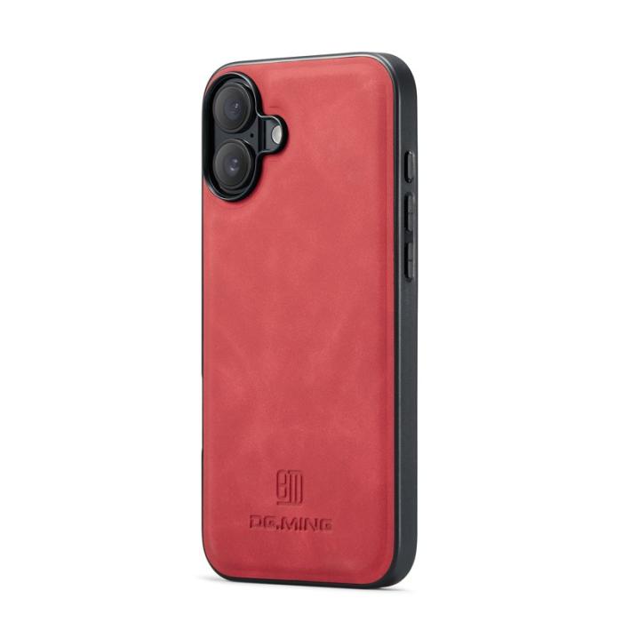 DG.MING - DG.MING iPhone 17 Skal PU Läder Hybrid Röd