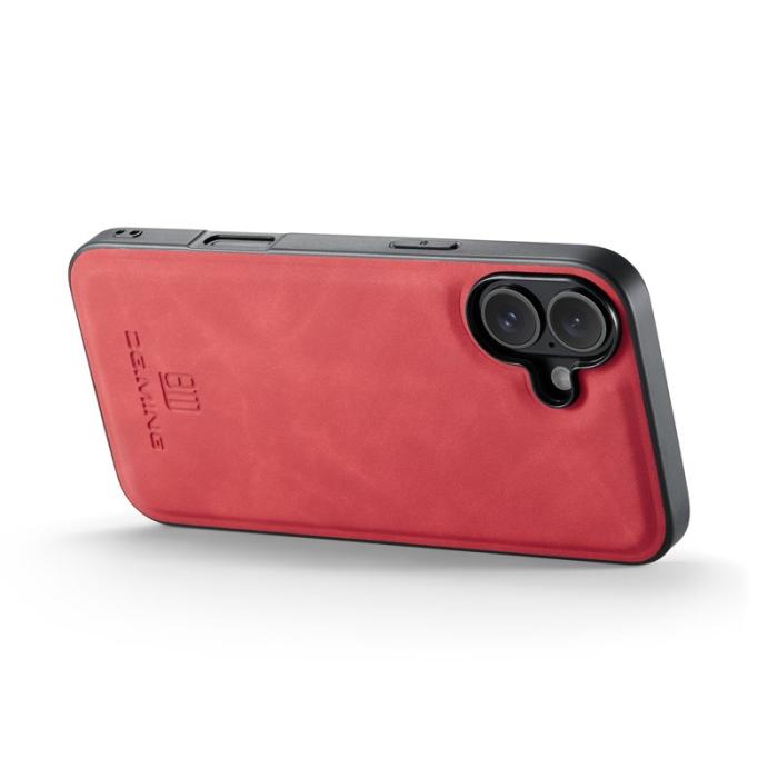 DG.MING - DG.MING iPhone 17 Skal PU Läder Hybrid Röd