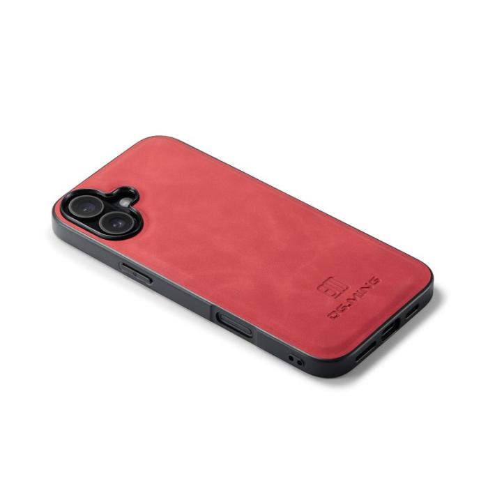 DG.MING - DG.MING iPhone 17 Skal PU Läder Hybrid Röd