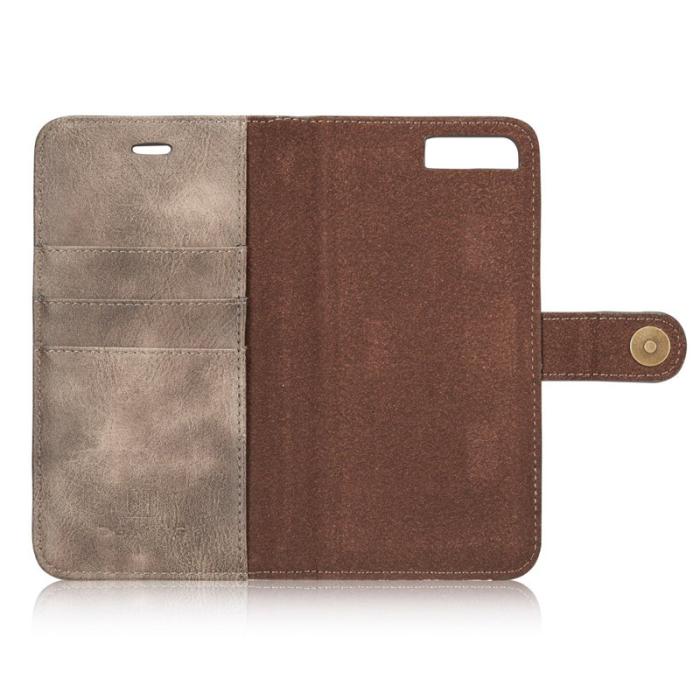 DG.MING - DG.MING iPhone 7 Plus Fodral i Splitläder och PC - Grå