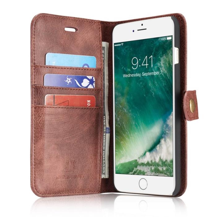 DG.MING - DG.MING iPhone 7 Plus Plånboksfodral i Splitleder - Röd