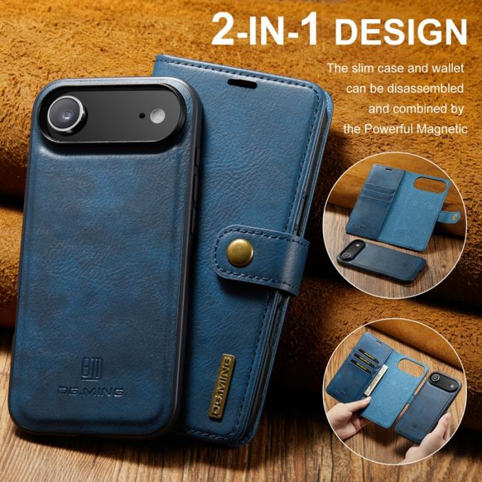 DG.MING - DG.MING iPhone Air Skal Avtagbart Läderfodral - Blå