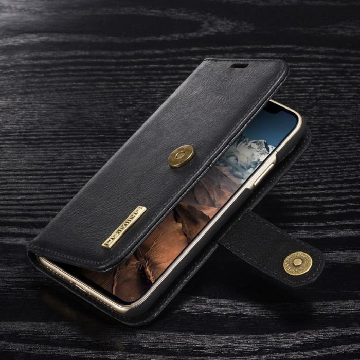 DG.MING - DG.MING iPhone X/XS Skal i Splitläder med Fodral - Svart