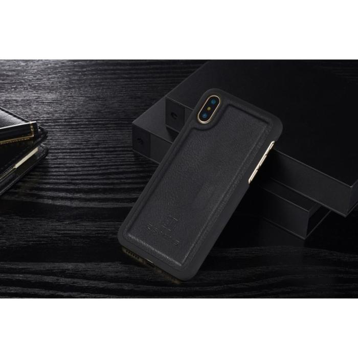 DG.MING - DG.MING iPhone X/XS Skal i Splitläder med Fodral - Svart