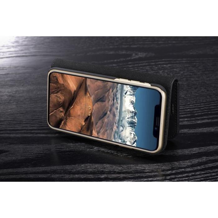 DG.MING - DG.MING iPhone X/XS Skal i Splitläder med Fodral - Svart
