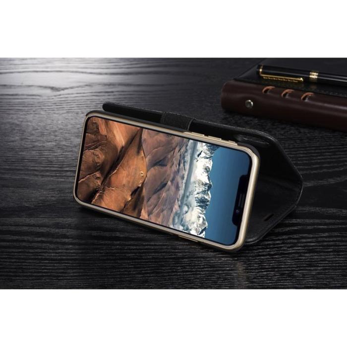 DG.MING - DG.MING iPhone X/XS Skal i Splitläder med Fodral - Svart