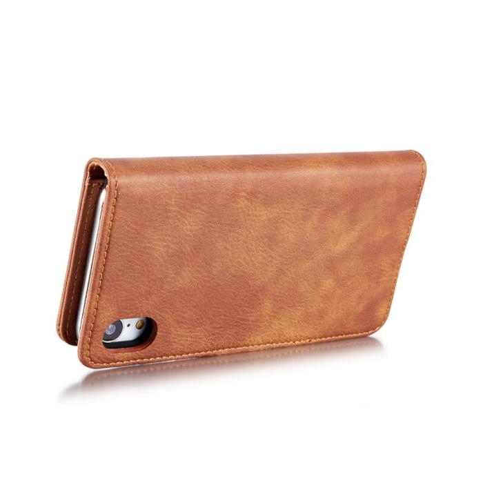 DG.MING - DG.MING iPhone XR Fodral i Split Läder med Ställfunktion - Brun